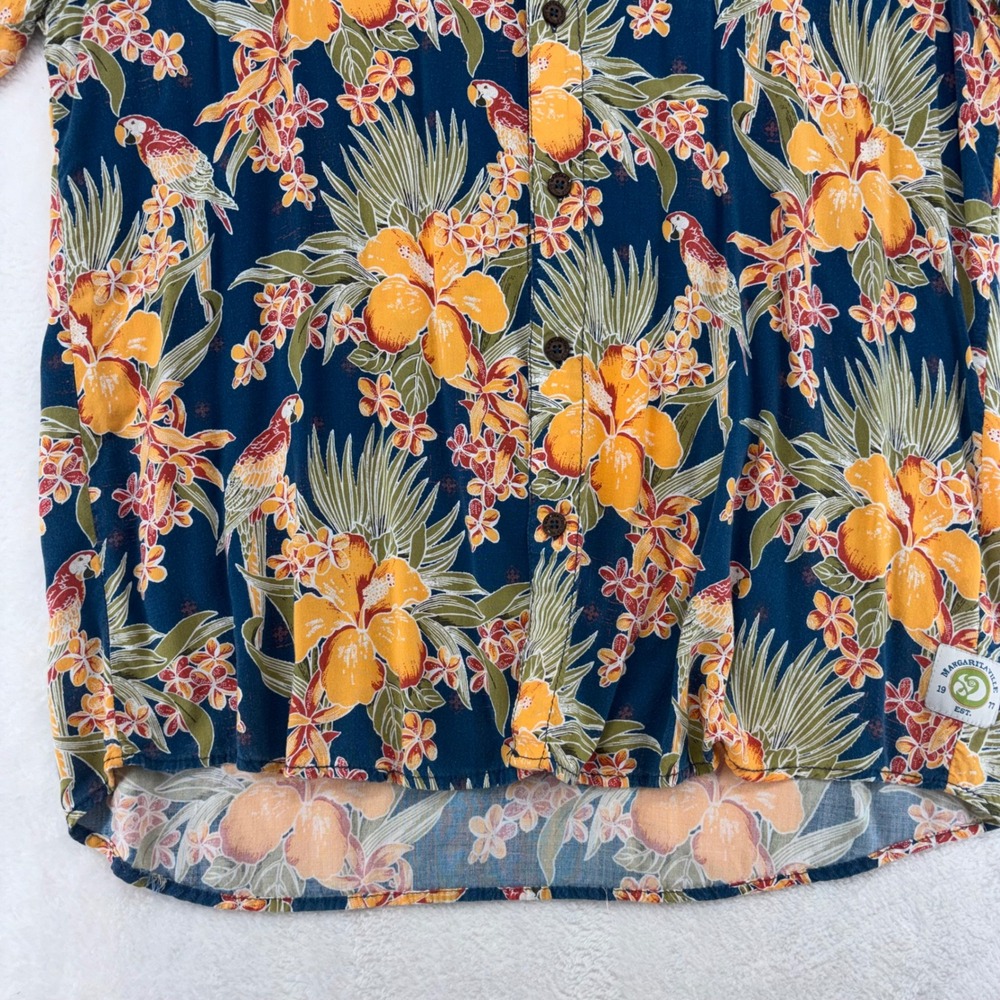 Margaritaville Mens XL Rayon Tropical Parrot Hibiscus Floral Button Down Shirt - Picture 6 of 12
